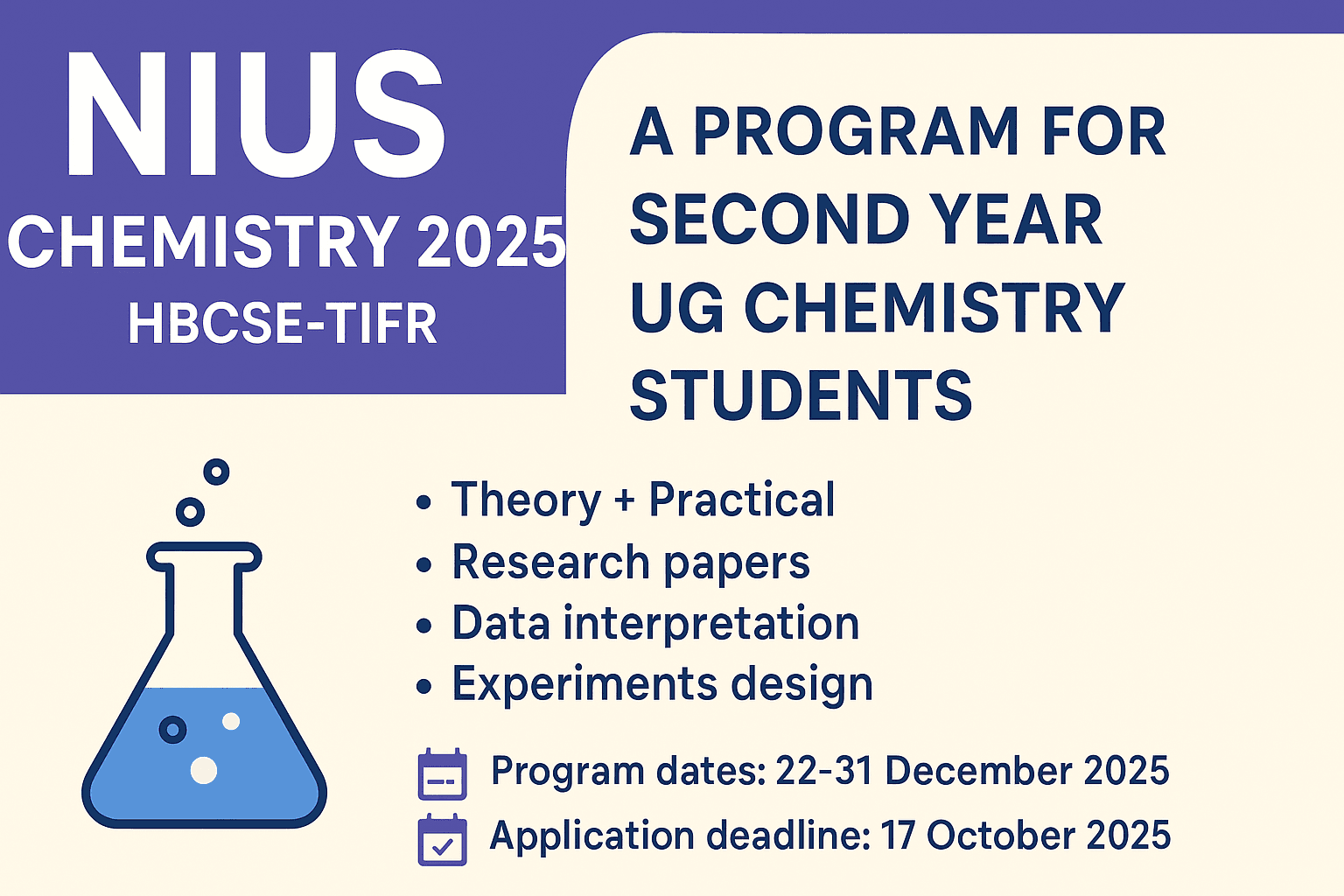 Exciting Opportunity for Second-Year Chemistry Students – NIUS Chemistry 2025!