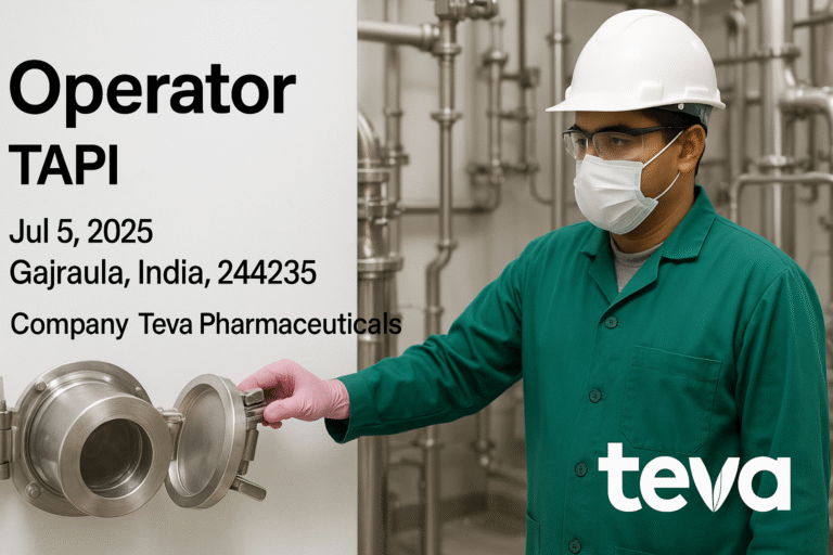 Job Opening at Teva Pharmaceuticals – Operator (TAPI Production) | Freshers Can Apply